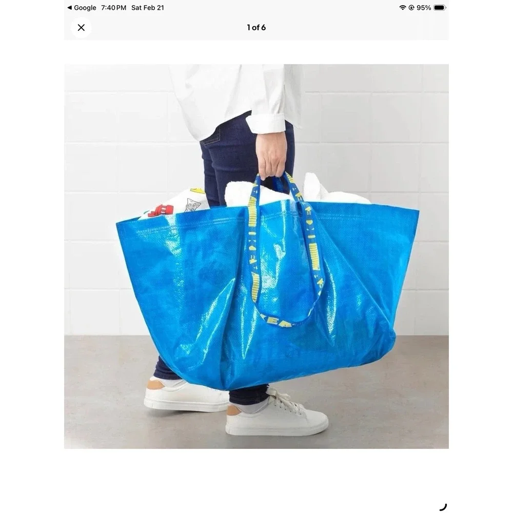 IKEA Frakta Blue Shopping Bags Set of 4 Extra Large Reusable Totes 172.283.40